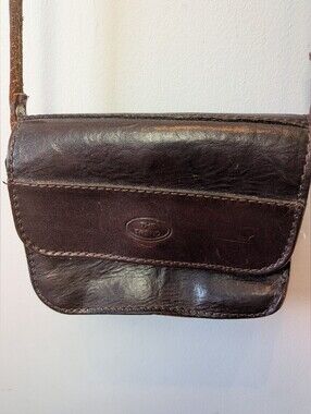 VINTAGE THE TREND Mini Leather Bag Shoulder Crossbody Brown Color Made In Italy